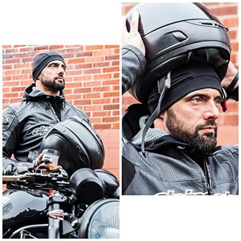 Black Unisex Motociklo Skrybėlę Quick Dry Kvėpuojantis Skrybėlę Motociklo Šalmas Vidinis Dangtelis Drėgmės Wicking Aušinimo Rasės Bžūp Pagal Šalmas
