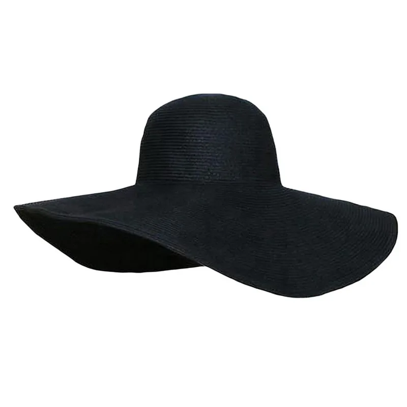 Platus kraštų vasaros saulė šiaudų skrybėlę ponios lauko kelionių didelis kraštų skrybėlę, sulankstomas panamos skrybėlė mados retro moterų dome skydelis