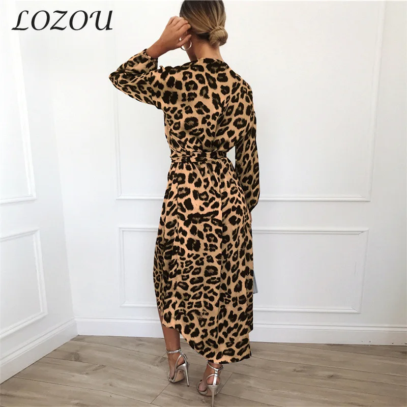 2021 Mados Seksualus Moterų Leopardas Spausdinti V-Kaklo, Nereguliarus Šifono Suknelė Elegantiškas Retro Moterų Drabužiai, Vakaro Suknelės, Šaliai, lady