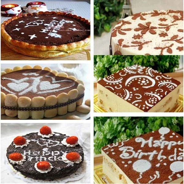 Thours 4Pcs/set Purškimo Torto Formos Virtuvės Įvairių Pyragą Keksų Šablonas, Trafaretas Pelėsių Gimtadienio Apdailos Tortas Dekoravimo Įrankiai