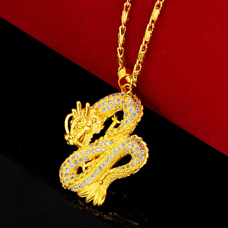 2020 m. Naujas Stiliaus Aukso Drakonas Pakabukas 3D Sunku Aukso Mados Asmenybės Dragon Karoliai Smėlio Aukso Moterų Papuošalai Vestuvių Dovana