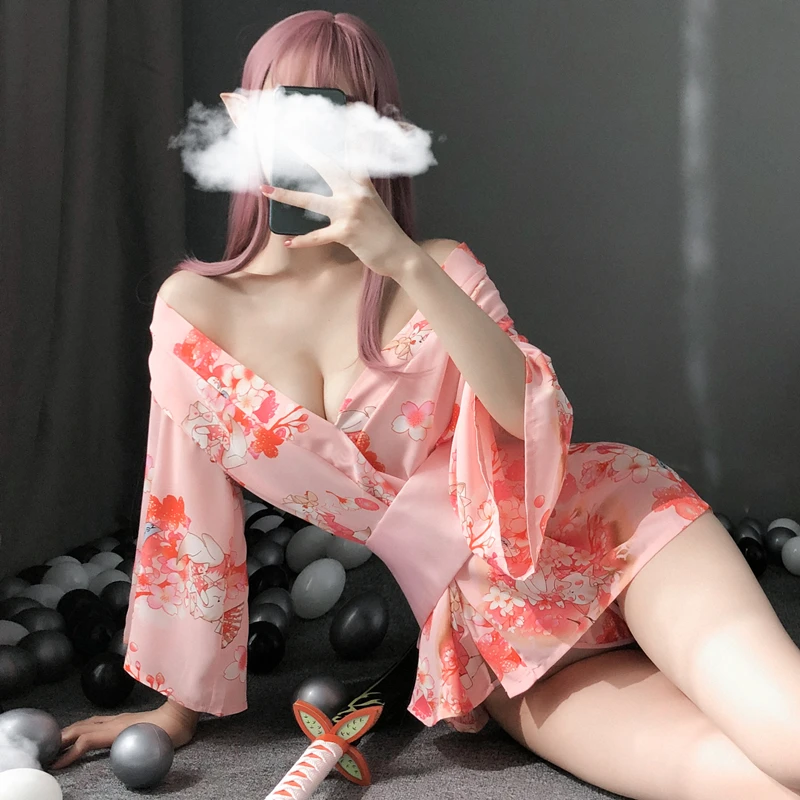 Seksualus apatinis Trikotažas Japoniška Vyšnia Kimono Suknelę, Seksuali Pižama Moterų Vienodas Yukata Pagundai Egzotinių Aistra Kostiumas sekso parduotuvė KARŠTO
