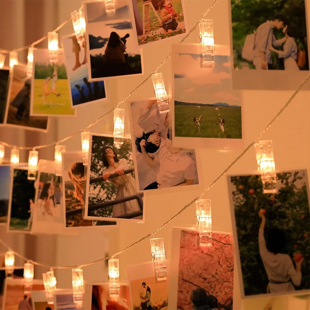 Nuotrauka Įrašą String Žibintai LED Lempa su baterijomis, Žvaigždžių Pasakos Vario String Žibintai Nuotraukas Miegamojo Sienos Kiemo Šalis
