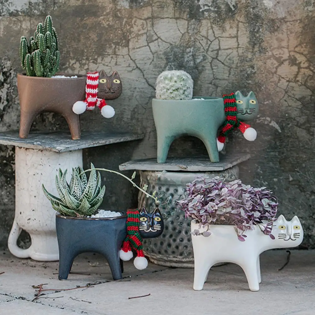 Keramikos Sodo Puodai Cute Kačių Sultingi Sodinamoji Augalų Konteinerių Vazonas Gėlių Krepšelis Šiaurės Apdaila Namas Ornamentu