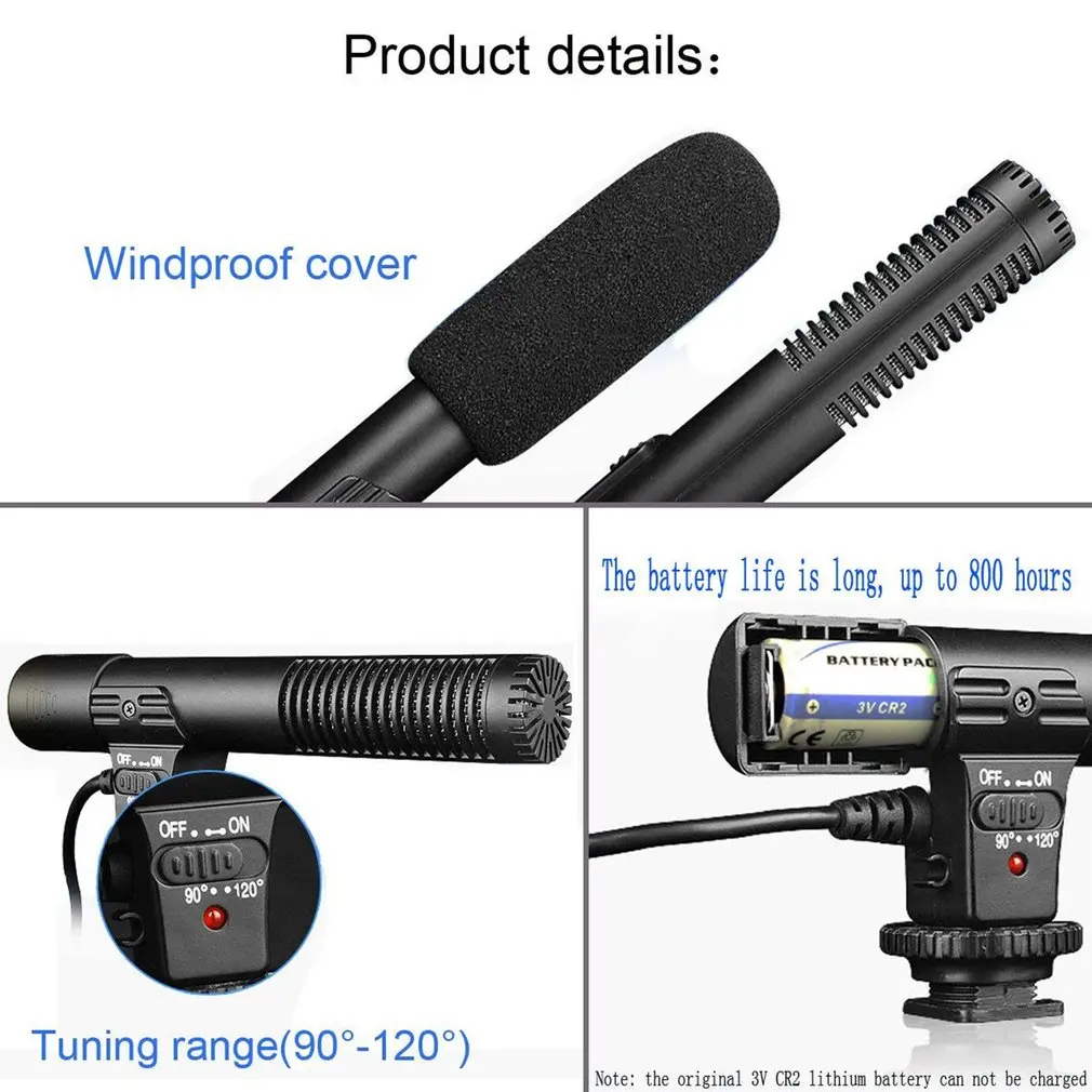 MIC-01 SLR Camera Mikrofonas, Blykste Video Kamera, Stereo garso Įrašymas Mikrofonas DV Digital SLR Camera, vaizdo Kameros