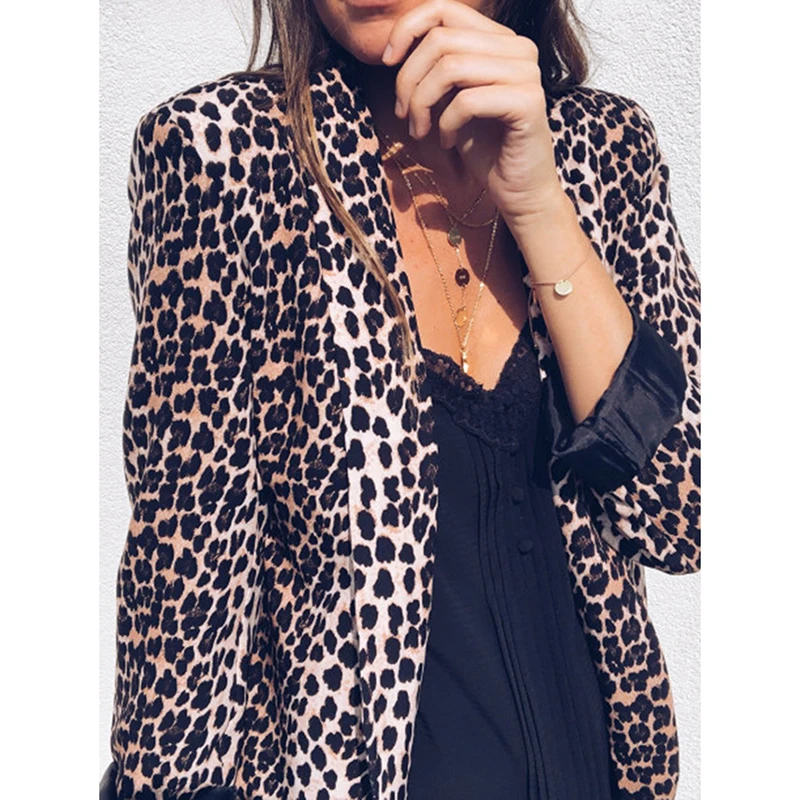 Moterys, Ponios Snakeskin Kostiumas ilgomis Rankovėmis Megztinis Kailis Office Švarkas Seksuali Gyvatė Modelis Leopardų Kailio 2021 Naujas Mados Plus S-XL