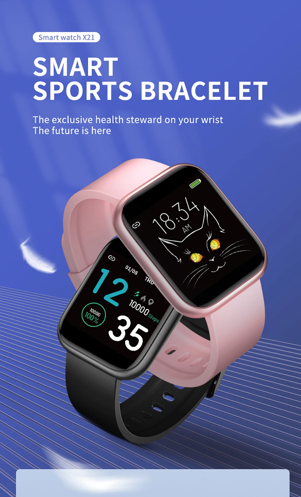 Naujas X21 Moterų Smart Watch Vyrų D20 Širdies Ritmo Monitorius Y68 Bluetooth Rankogaliai Paramos Užsakymą Tapetai Jutiklinių I5 SmartWatch