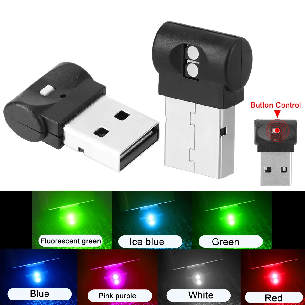 LEEPEE Mini USB Automobilinis Koja Šviesos Spalvinga Dekoratyvinė Lempa LED, Atmosfera, Šviesos Avarinis Apšvietimas Plug And Play PC Auto Interjeras