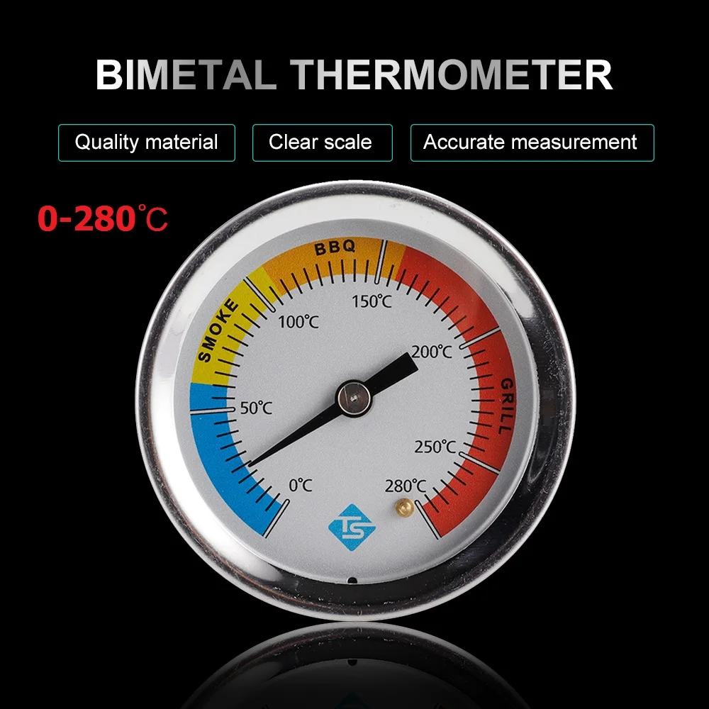 KKmoon Nerūdijančio Plieno Termometras Bi-Metalo Termometras Dial Termometras 0~280℃ Grilis Grilis Rūkalius Krosnelė