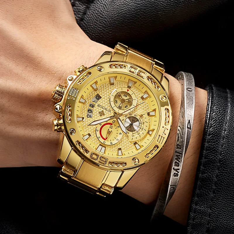 WWOOR Vyrų Laikrodžiai 2021 Prabanga Vandeniui Kvarcinis Analoginis Aukso laikrodis Vyrams Mados Karinės Didelis Ciferblatas Vyrų Sporto Chronograph Laikrodis