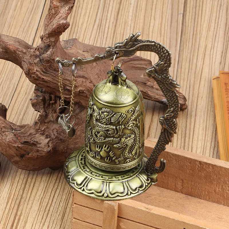 Budizmo Šventykla, Žalvario, Vario Dragon Bell Laikrodis Raižyti Statula 
