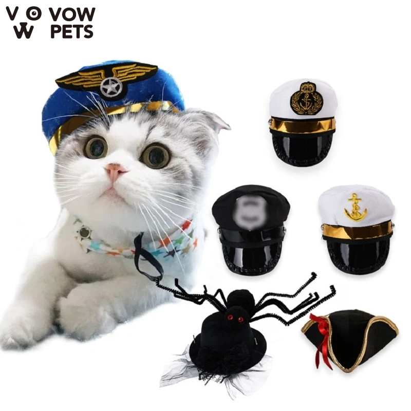 Trenktas Skrybėlę Fotografavo Kačių ir Šunų Helovinas Kelia Rekvizitai Pet Head Creative karinio jūrų Laivyno Bžūp 2021 Naujas Mados VEDYBOS Augintiniai