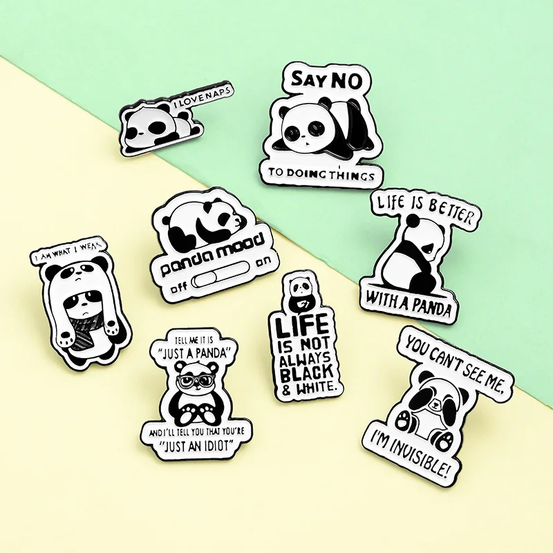 Panda Geležinkelių Emalio Pin Užsakymą Panda Citata Sagės Ženklelį už Maišą Atlapas Pin Sagtis Įdomus Gyvūnų Papuošalai, Dovana Vaikams, Draugams