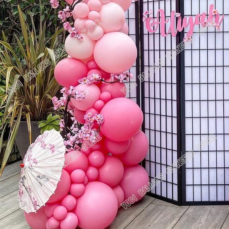 Dvigubai Pink Macaron Balionų Girliandą Komplektas Vestuvių Fone, Apdailos Rožinė Arch Gimtadienio Baby Shower Bendrovė Vakarienė Dekoro