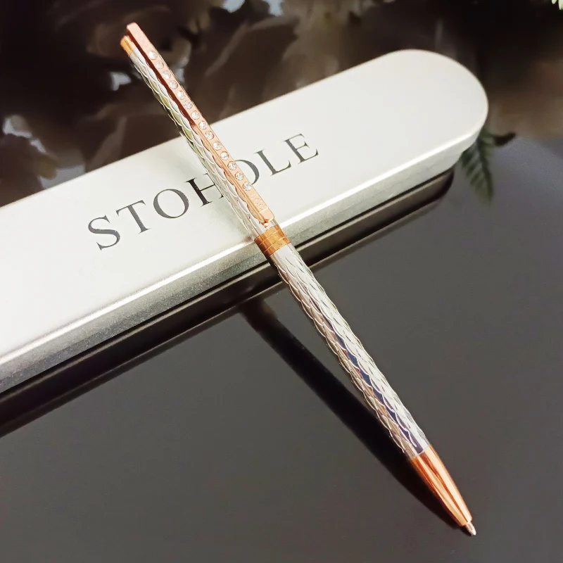 Naujas Prabangus kokybės metalo su deimantu, tušinukas paprastas, gražus verslo raštinės reikmenys biuro mokykliniai reikmenys roller ball rašikliai