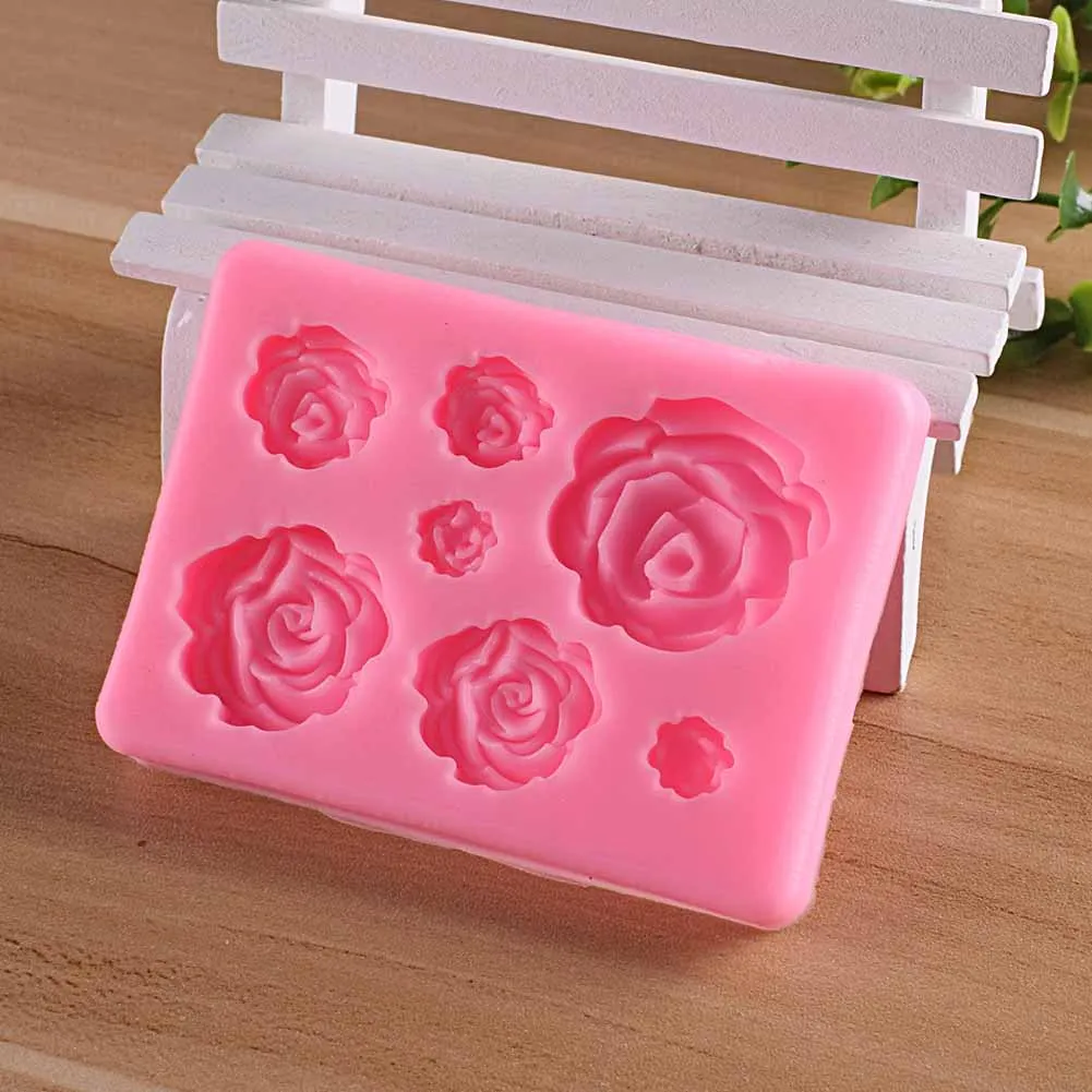 3D Silikono Formos Tortas Dekoravimo Priemonės, Rožių Žiedų Pelėsių už Muilą, Saldainiai, Šokoladas, Ledo FBS889