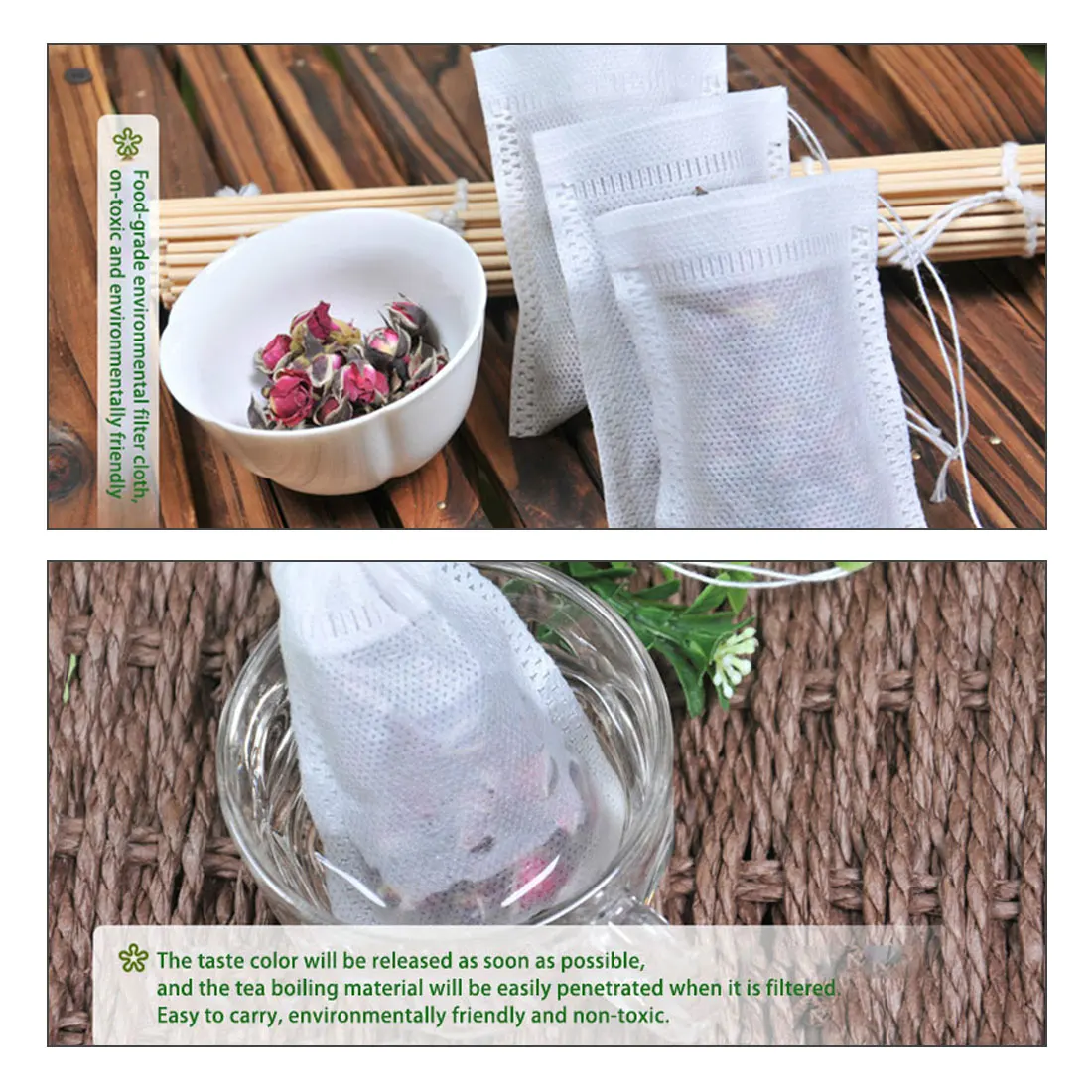 Vienkartiniai arbatos maišeliai 100 vnt maisto klasės kvapnios arbatos arbatžolių maišelis sveikatos diržo gydymo sandarinimo neaustinių prieskonių arbatos maišelį filtras