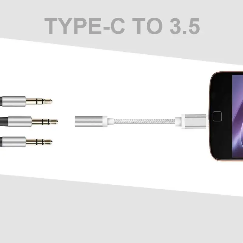 USB-C Tipo-C-3.5 mm Aux Audio Įkrovimo Kabelis Adapteris, Splitter Ausinių Lizdas Telefono Su Tipas-C USB Įkrovimo Jungtis.