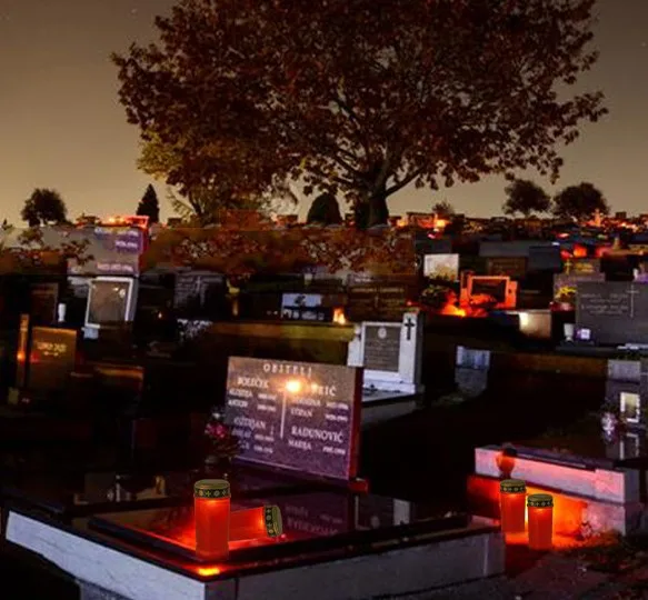 Saulės kapinės lempos lauko energijos taupymo vandeniui LED religinių žvakė, lempa, raudona ir balta aukojimo kapo lempos