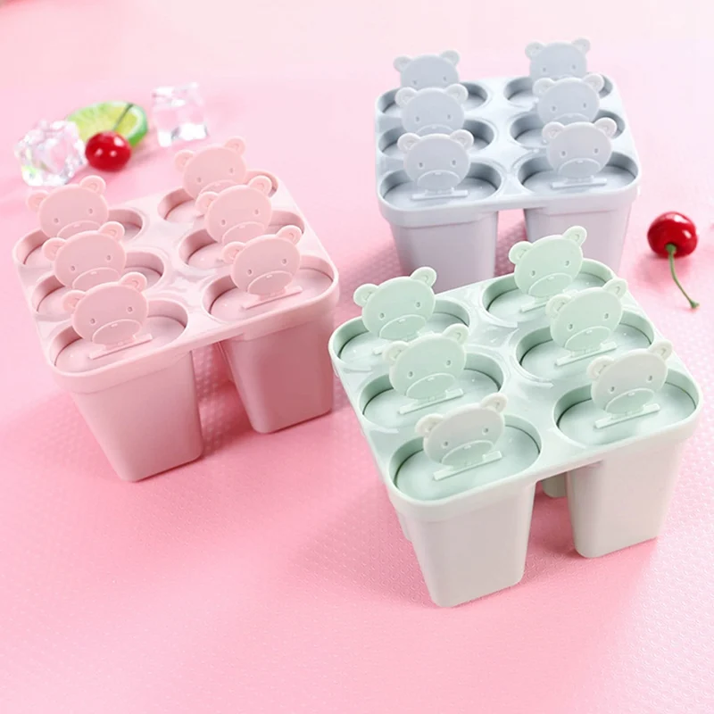 6 Konstrukcinių Elementų Lokys Šaldyti Ledai Pop Pelėsių Popsicle Maker 