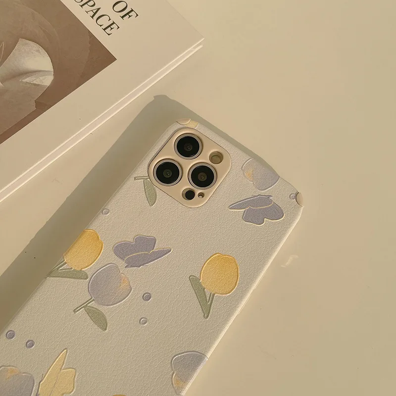 Mielas Aliejaus Tapybai Drugelis Tulip Gėlių Telefono dėklas Skirtas iPhone 12 11 Pro Max X Xs Max Xr 7 8 Pulse SE 2020 Atvejais, Minkštos TPU Dangtis