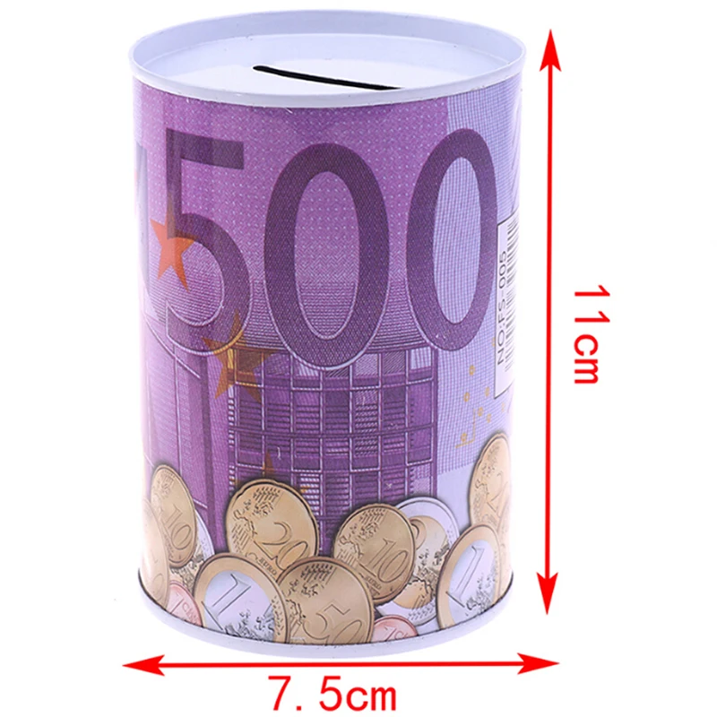 1PCs Kūrybos alavuotoji skarda Cilindrų Piggy Bank Euro Dolerio Paveikslėlio Lauke Namų ūkių Taupymo taupyklė Namų Puošybai Pinigų Dėžės