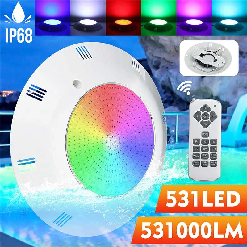 55W 531 LED 2835SMD RGB LED Povandeninio Plaukimo Baseinas Šviesos Lampwith Romete Kontrolės Vandeniui IP68 Baseinas Šalis Fontanas Šviesos