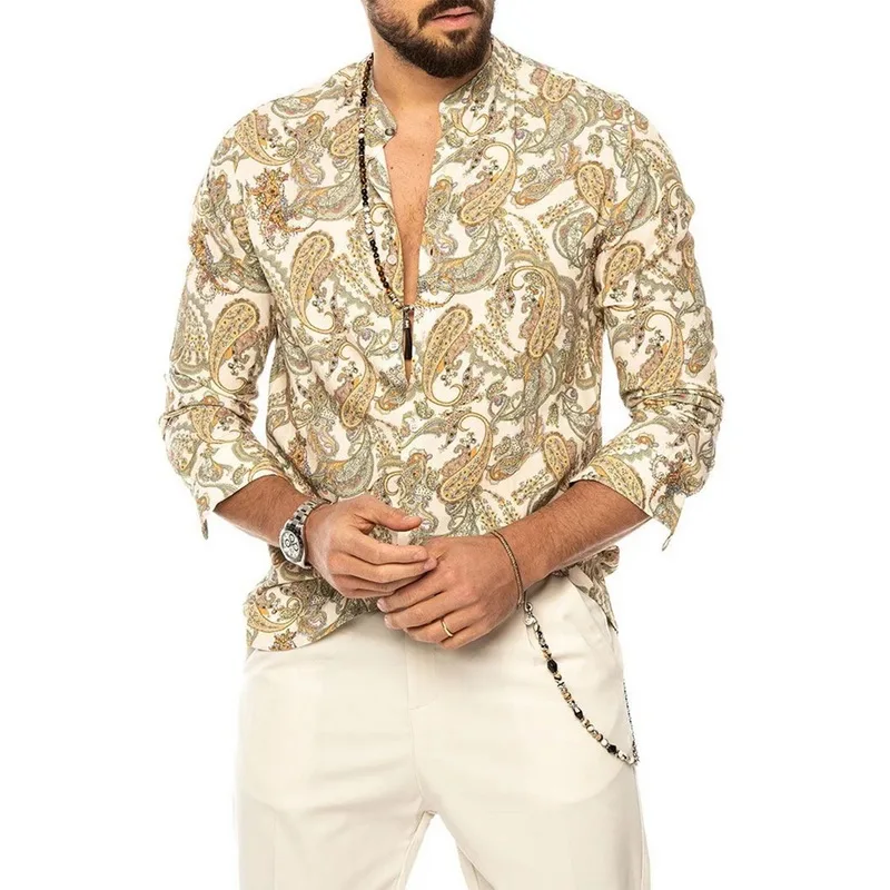 Nauja Pavasario Vasaros Drabužių Skalbiniai, Marškiniai Vyrams, Ilgomis Rankovėmis Spausdinti Havajų Paplūdimyje Atsitiktinis FloralSingle Krūtinėmis Megztinis Marškinėliai