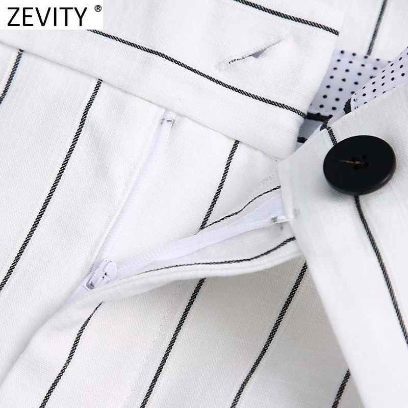 Zevity 2021 Moterų Derliaus Dryžuotas Spausdinti Kišenė Plati Koja Kelnės Moterų Retro Chic Užtrauktukas Skristi Atsitiktinis Slim Ilgos Kelnės P1107