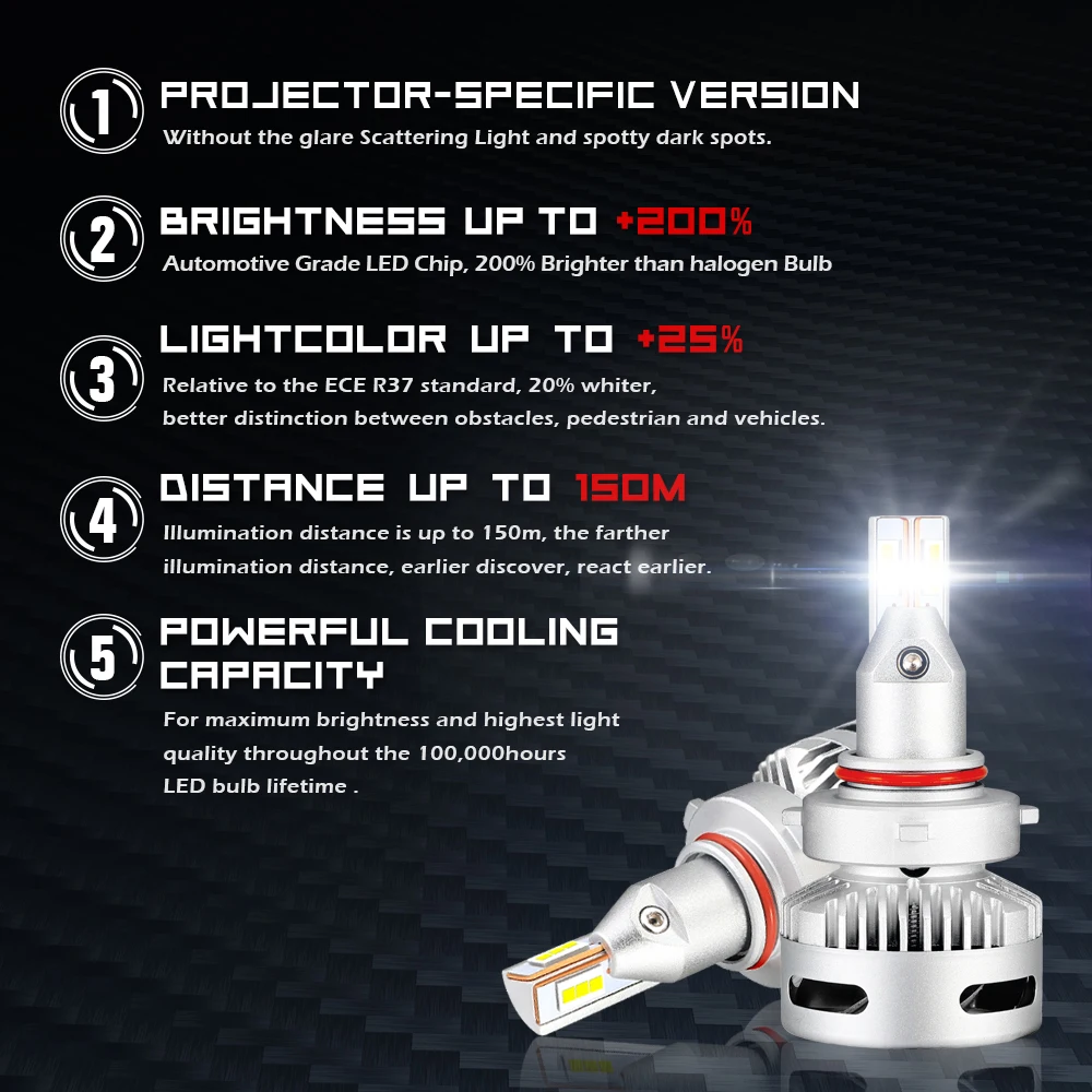 NOVSIGHT Automobilių Projektorius Žibintai H7 LED H4, H7, H11 9005 9006 9012 D1/D3/D8 D5 D2/D4 90W 12000LM Auto priekinio Žibinto Lemputės Automobilių Rūko Žibintas