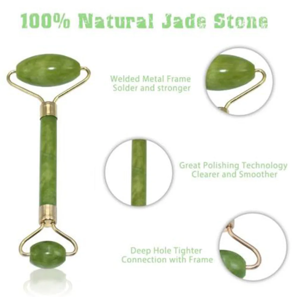 2 in 1 Green Roller Gua Sha Įrankiai Gamtos Jade Roller Jade Kvarco Veido Masažas Roller Akmens, Kaklo, Nugaros, Veido Liftas
