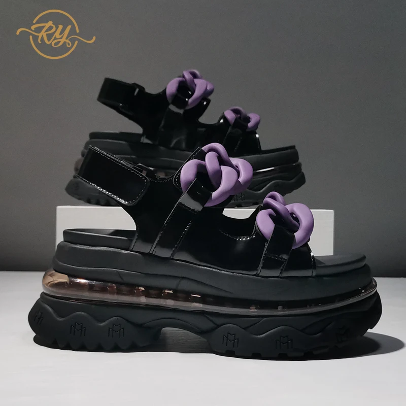 RY-RELAA Europos moteriški batai Vasarą naujas stilius sandalai moterims 2021 natūralios Odos aukštakulnius moterys INS platformos basutės mados banga