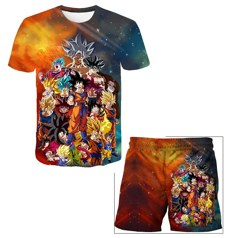 Naujas Mados Vedžitas Tshirts Kelnes Rinkiniai Anime Dragon-Ball Marškinėliai Vaikams Drabužių Berniukų Drabužiai Kelnės Vaikams Drabužių Rinkinius, nuo 4 iki 14 Y