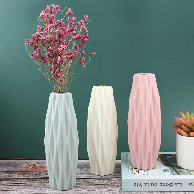 Namo Gėlių Vaza Apdaila Namo Plastikinė Vaza Šiuolaikinės Kūrybos Baltos spalvos Imitacija Keramikos Vazonas Hydroponic Namų Puošybai 1Pcs