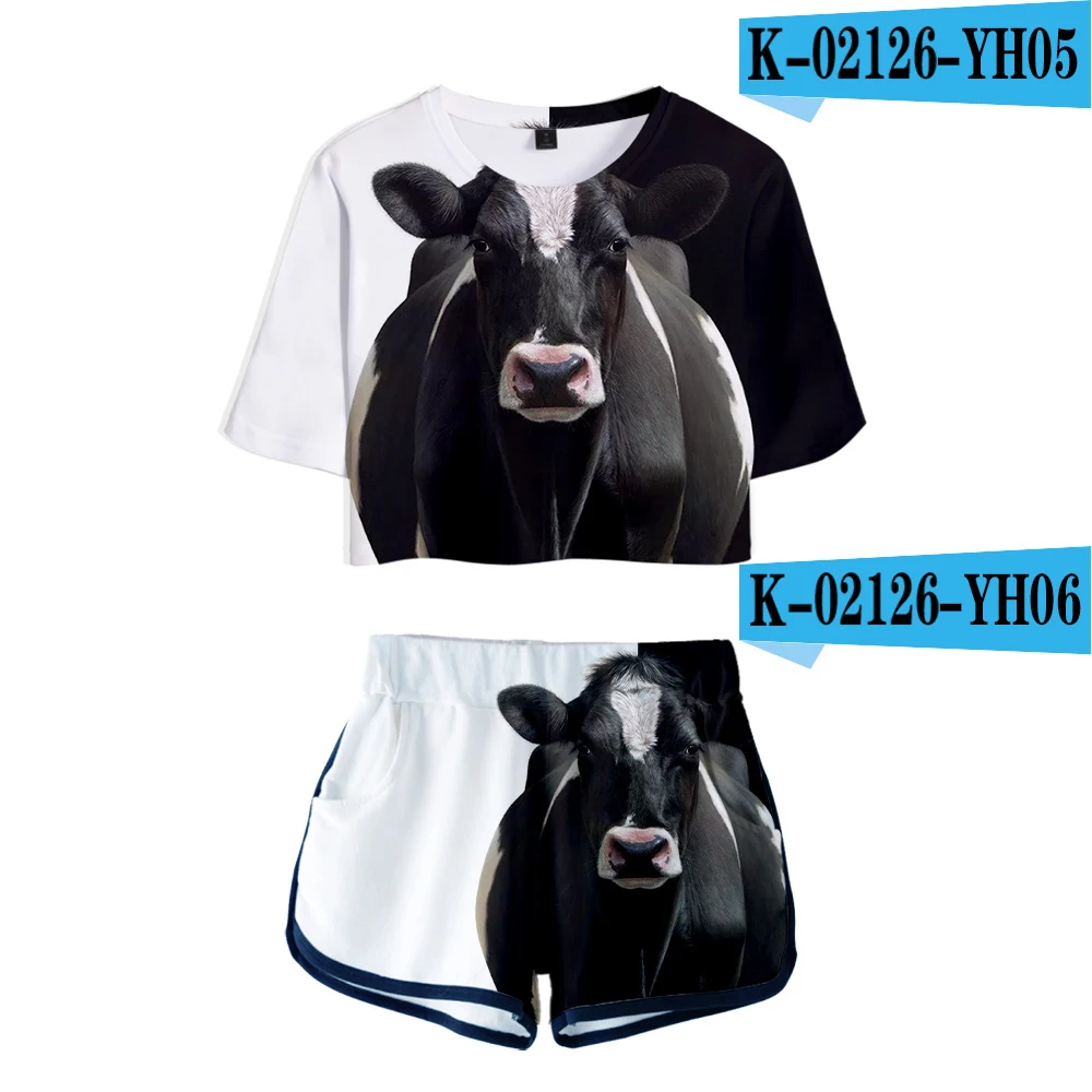 2021 Atsitiktinis Vasaros Marškinėliai+Šortai Rinkiniai Populiarus Moterų Spausdinti Arklių ir gyvūnų Seksualus modelis T-Shirt Kostiumas Gyvūnų Juostele Marškinėlius Rinkiniai