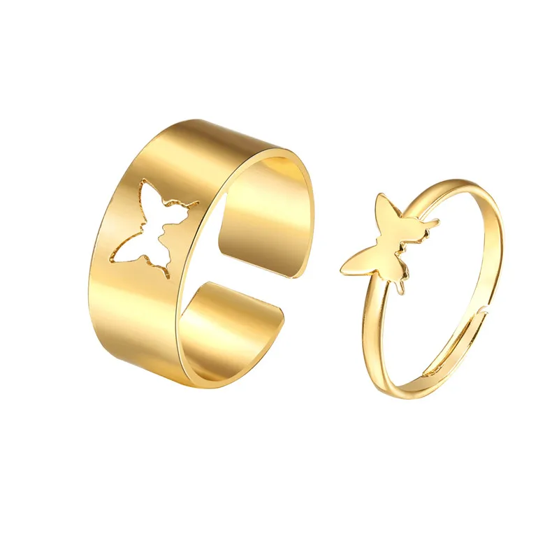 Modyle Madinga Aukso Drugelis Žiedų, Skirtų Moterų, Vyrų Mylėtojas Pora Žiedų Rinkinys Draugystės Dalyvavimas Vestuvių Atidaryti Žiedai, Papuošalai 2021