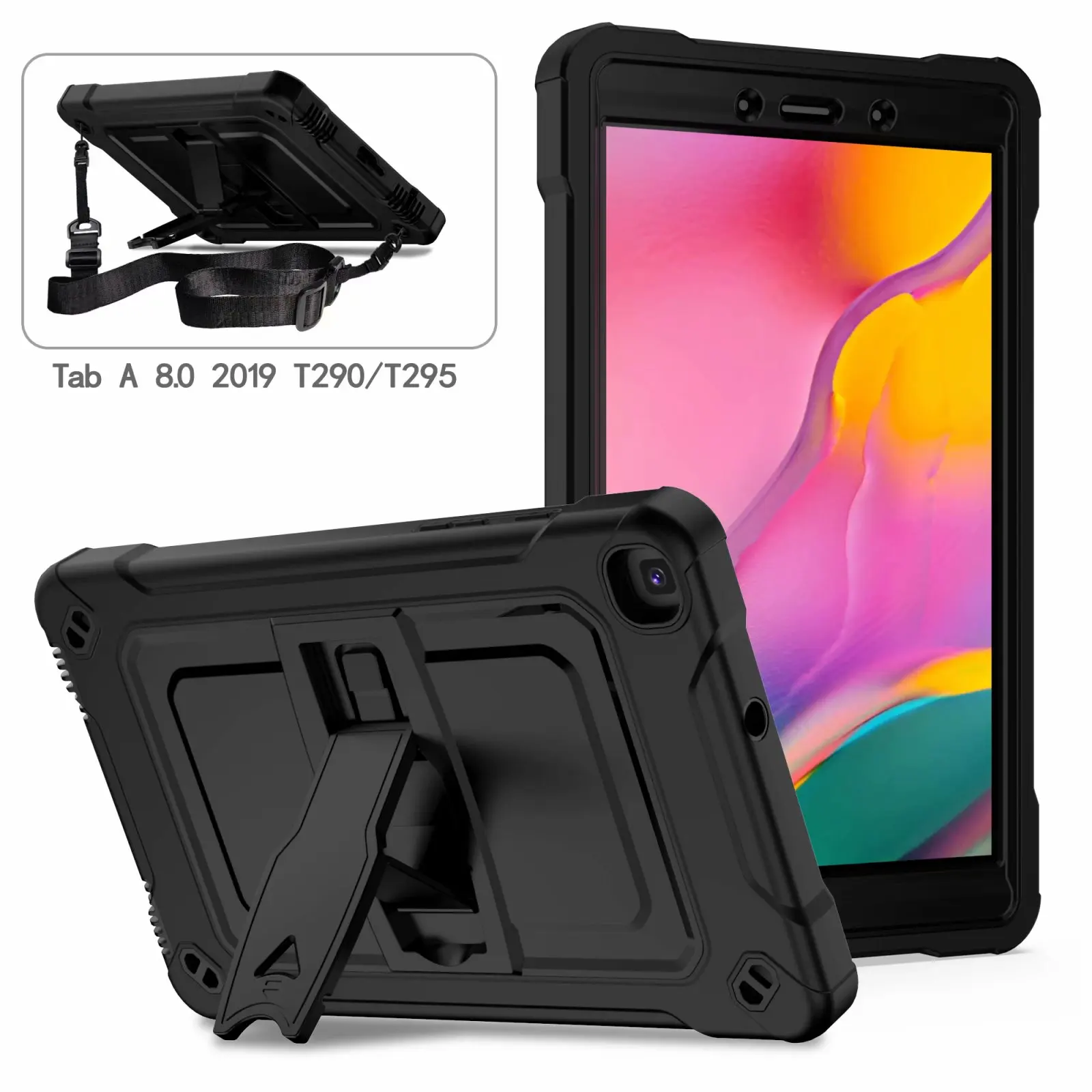 Vaikai atsparus smūgiams Siicone Plastikiniai, Šarvo Case For Samsung Galaxy Tab 8.0 2019 SM-T290 T295 T297 Tablet PC Stovas Dangtis