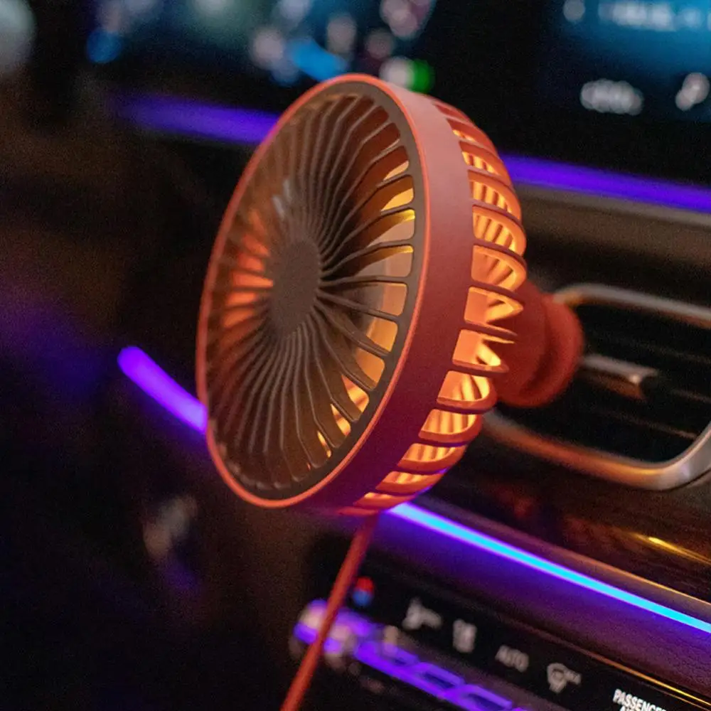 360 Laipsnių Pasukti Automobilio Oro Angos Mount USB Aušinimo Ventiliatorius Aušintuvo su LED Šviesa