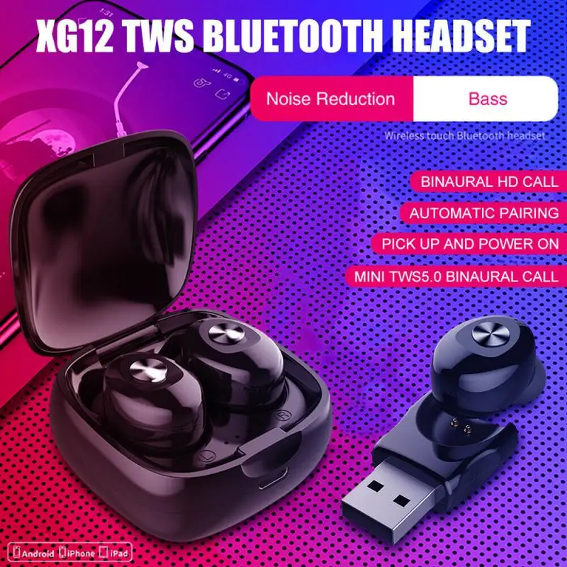 TWS XG12 Bluetooth 5.0 Tiesa, Belaidės Ausinės Dual Praeiti 3D Stereo Garso Sporto Ausinės Su Mikrofonu Auriculares Bluetooth