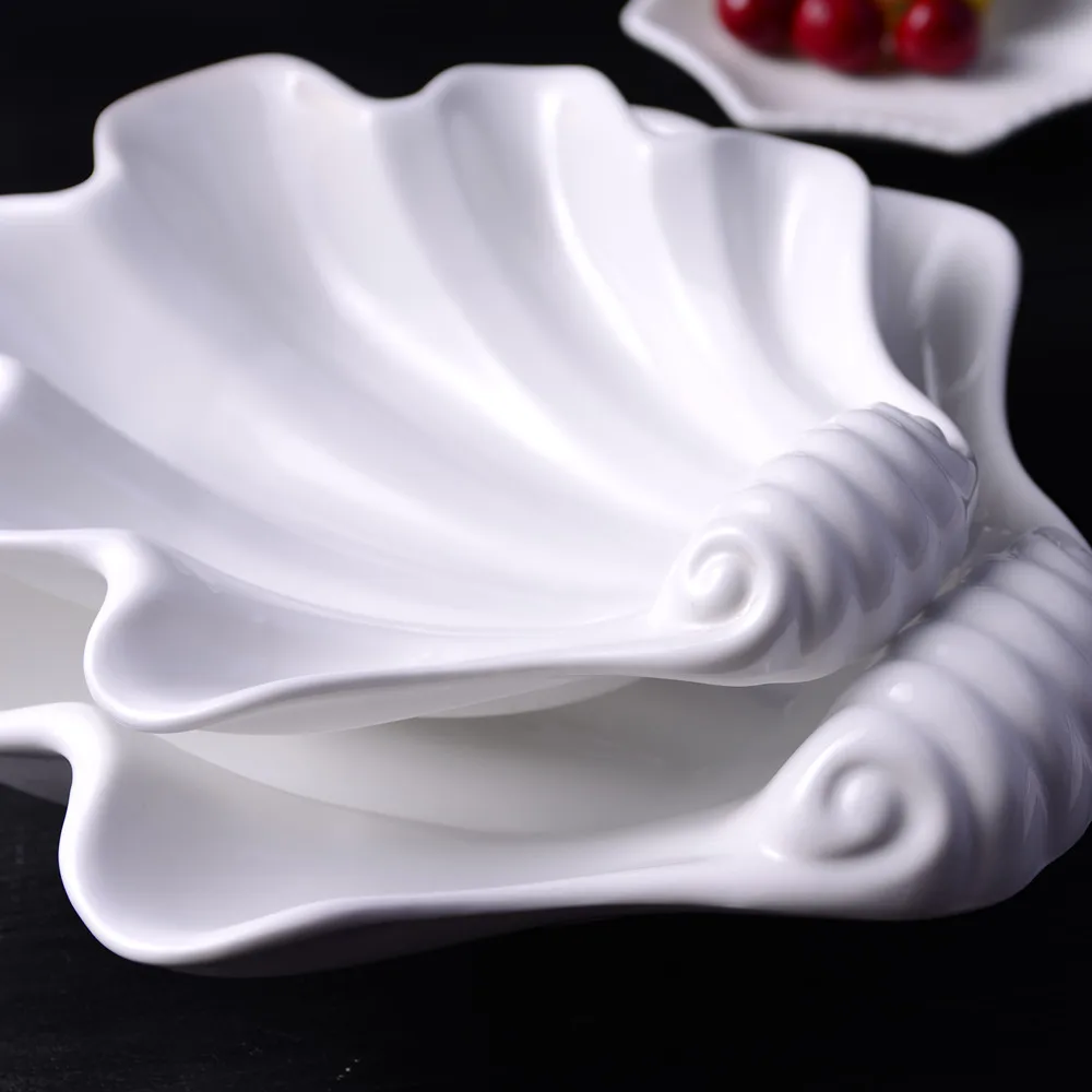 Kūrybos Šukutės Shell Keramikos Tarnauja Dubuo Dekoratyvinis Porceliano Pietų Lėkštės Stalo Ornamentas Amatų Vaisių, Sriuba ir Salotos