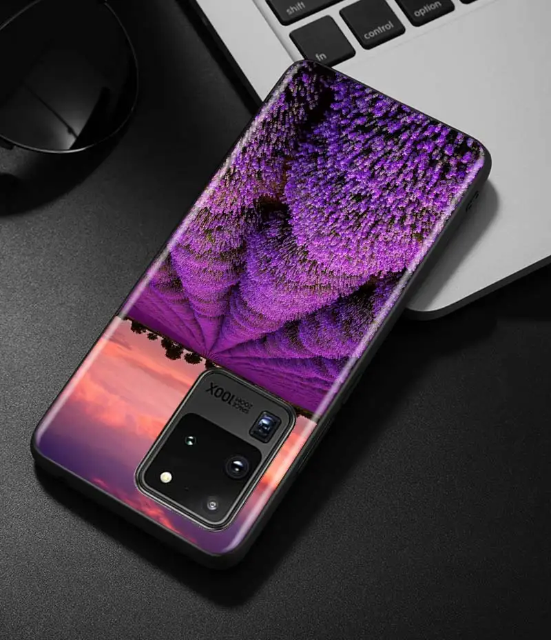 Case For Samsung Galaxy Note 10 Lite Plius 20 Ultra 8 9 S20 FE S21 S10 Minkštas Silikoninis Telefono Dangtelį Funda Violetinės Levandos Gėlių Maišeliu