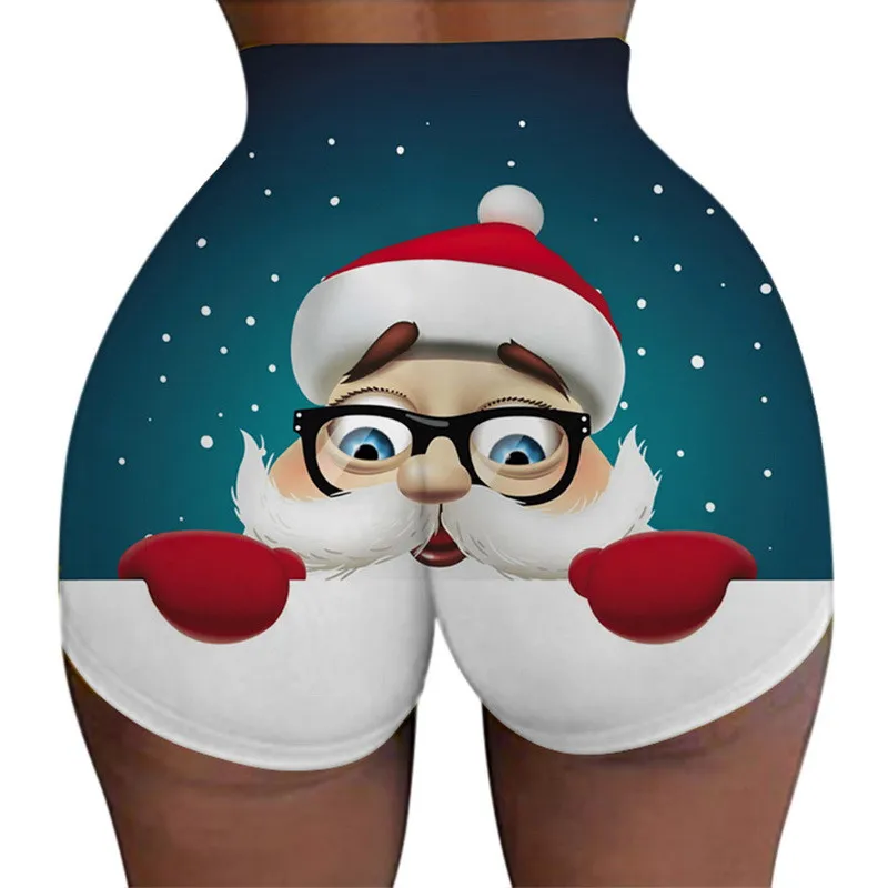Kalėdų Dieną Kalėdų Senelis Briedžių Spausdinti 3D Šortai Vasarą-Atsitiktinis Slim Bodycon Seksualus Paketo Hip-Naujas Moterų Paplūdimio Atostogų Elastiniai Šortai