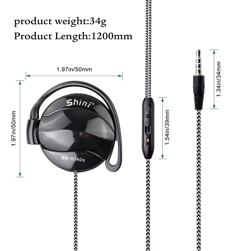 Shini Q140S 3.5 mm Laidines Ausines HIFI Stereo Metalo Ausinės, Heavy Bass Rankų įrangą ant ausies Reguliuojamas Mikrofonas telefono