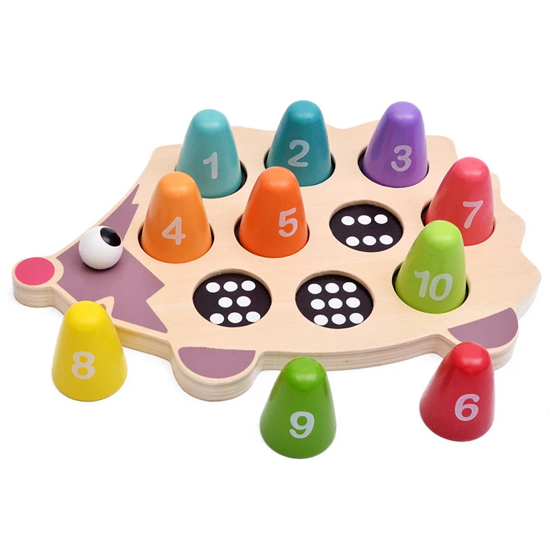 Mediniai Mažai Ežys Dėlionės, Žaislų Išmokti Skaičiuoti trimatis Atitikimo Puzzle Vaikų Švietimo Kūrybiniai Žaislai