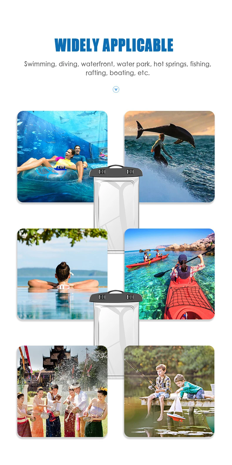 1PC Intelligent Touch-screen Plaukimo Vandeniui Mobilųjį Telefoną Padengti PVC 7 Colių Skaidrus Vandeniui atsparus Krepšys 