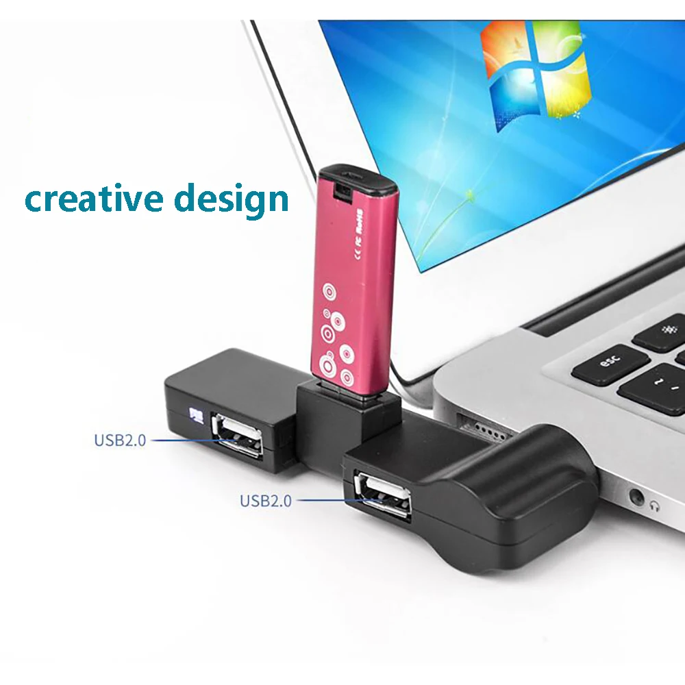Hub USB Adapteris Mini Hub USB 2.0 4-Port Splitter PC Laptop Notebook Imtuvas, Kompiuterių Priedai, Didelis Greitis
