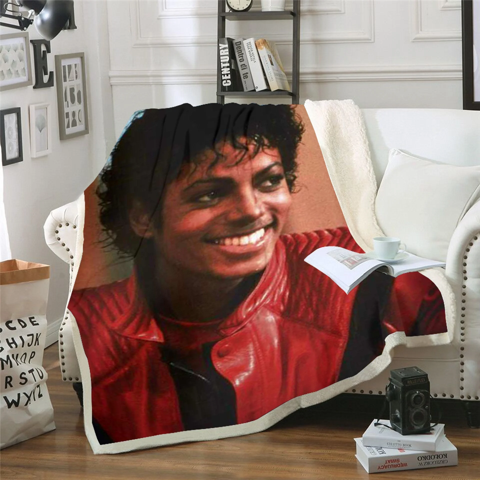 Michael Jackson 3D Atspausdintas Sherpa Sofos Antklodė Antklodė Padengti Kelionės Patalynės Lizdo Aksomo Pliušinis Mesti Vilnos Antklodė Lovatiesė 02