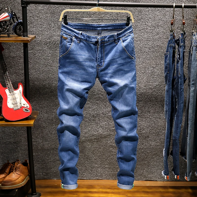 2020 Naujas Mados Boutique Ruožas Atsitiktinis Jeans Mens / Liesas Džinsus Vyrams Tiesiai Vyrai Džinsinio Audinio Džinsus / Vyrų Ruožas Kelnių Kelnės