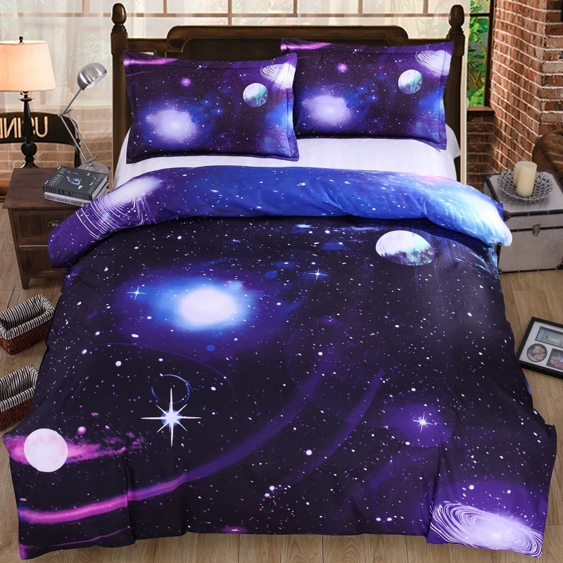 3d galaxy žvaigždžių patalynės komplektas antklode/doona padengti paklode pagalvių užvalkalai 3/4pcs patalyne, karalienė twin XL lova