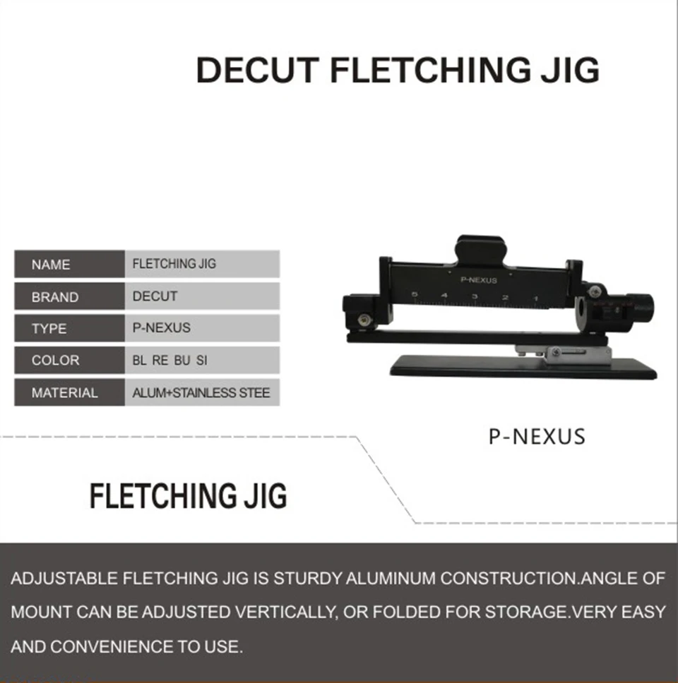 Decut P-Nexus Šaudymas iš lanko Reguliuojamas Fletching Jig Stick Plunksnų Aliuminio+stainess Plieno, Sulankstomas Mount